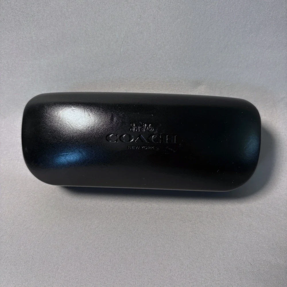 Coach New York Black Hard Shell Eyeglass Sunglasses Case Embossed Logo Gold Foil